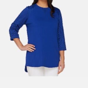 Denim & Co Active Tunic with Knit Eyelet Trim